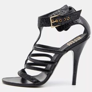 Black Patent Leather Givenchy Caged/ Gladiator Sandals Size 37.5